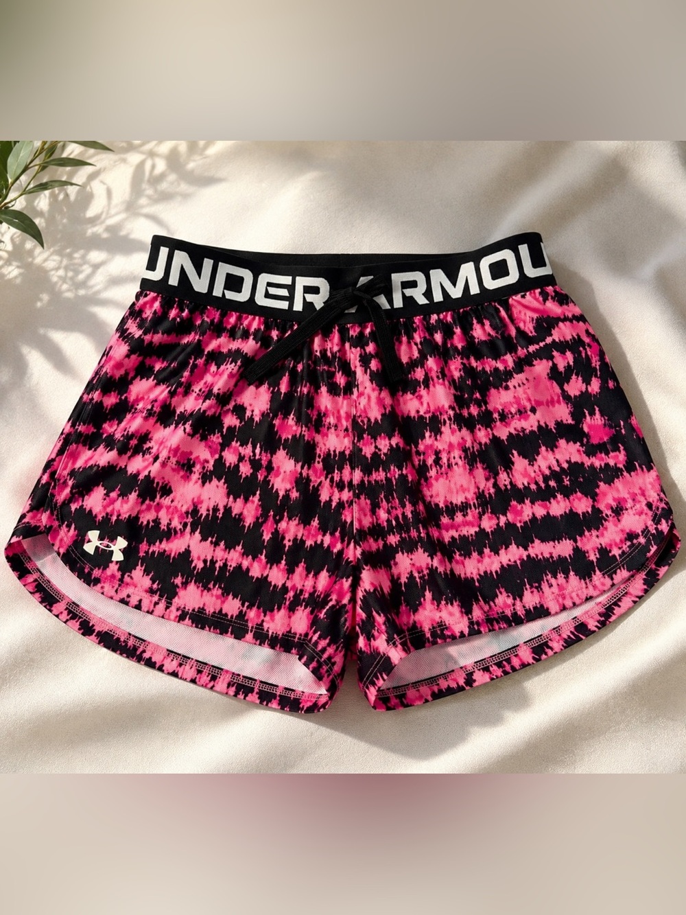 Under Armour Girl’s Pink Black Printed Running Shorts
